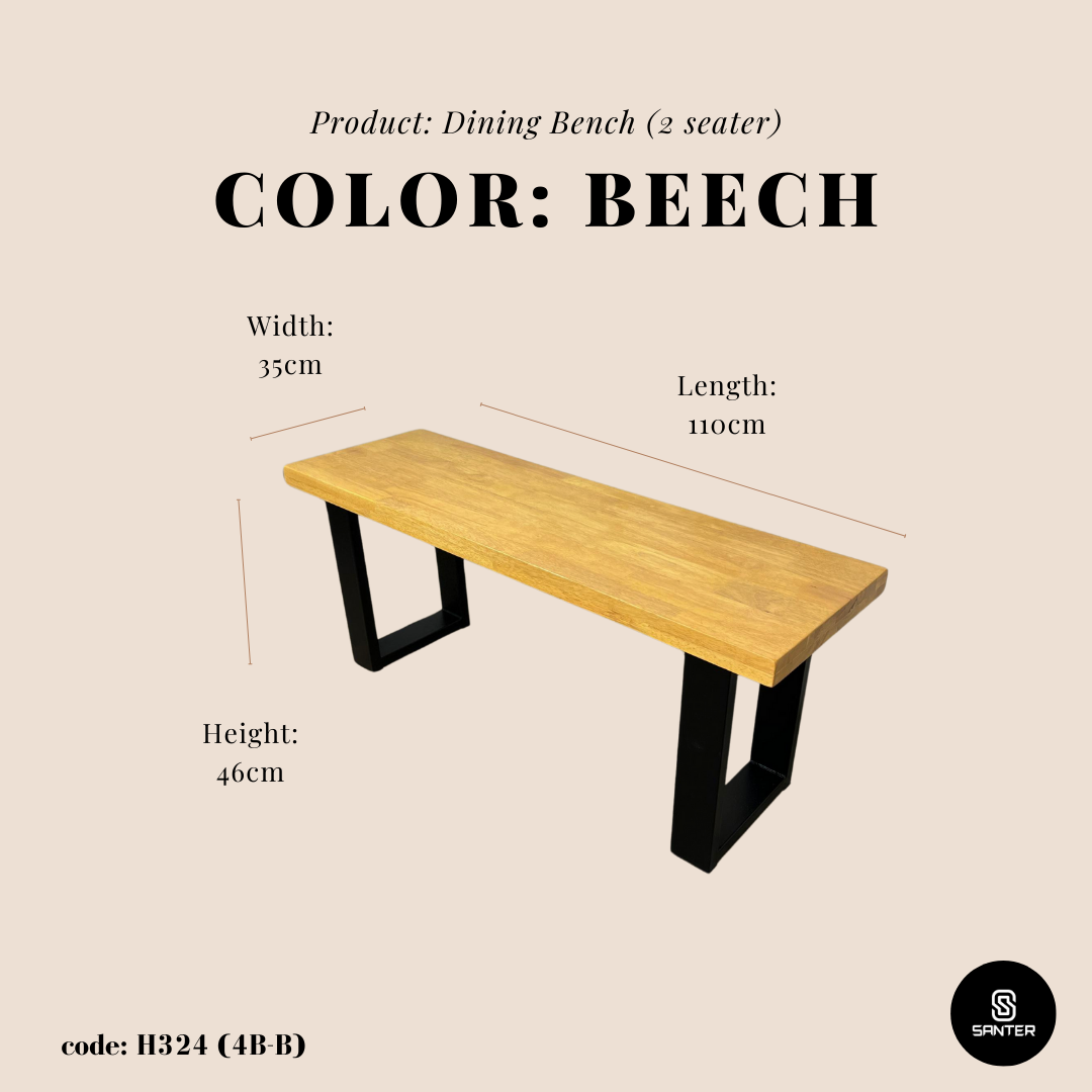 H324. Solid Rubber Wood Dining Table / Dining Bench / Dining Table Set (6 seater)