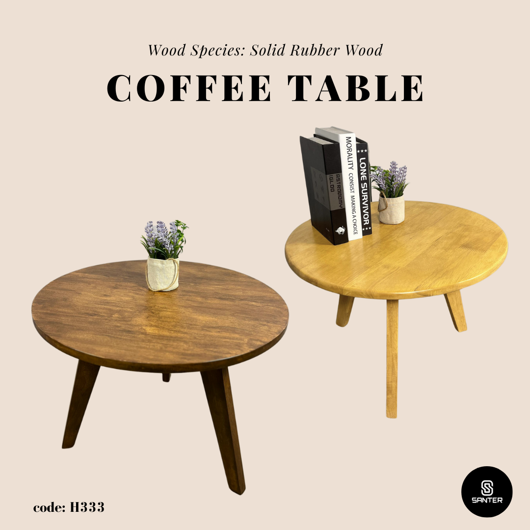 H333. Solid Rubber Wood Coffee Table