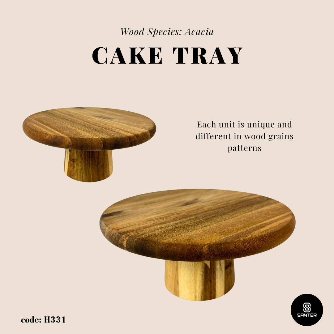 H331. Acacia Wood Cake Stand / Pastry Tray / Serving Tray / Dessert Stand