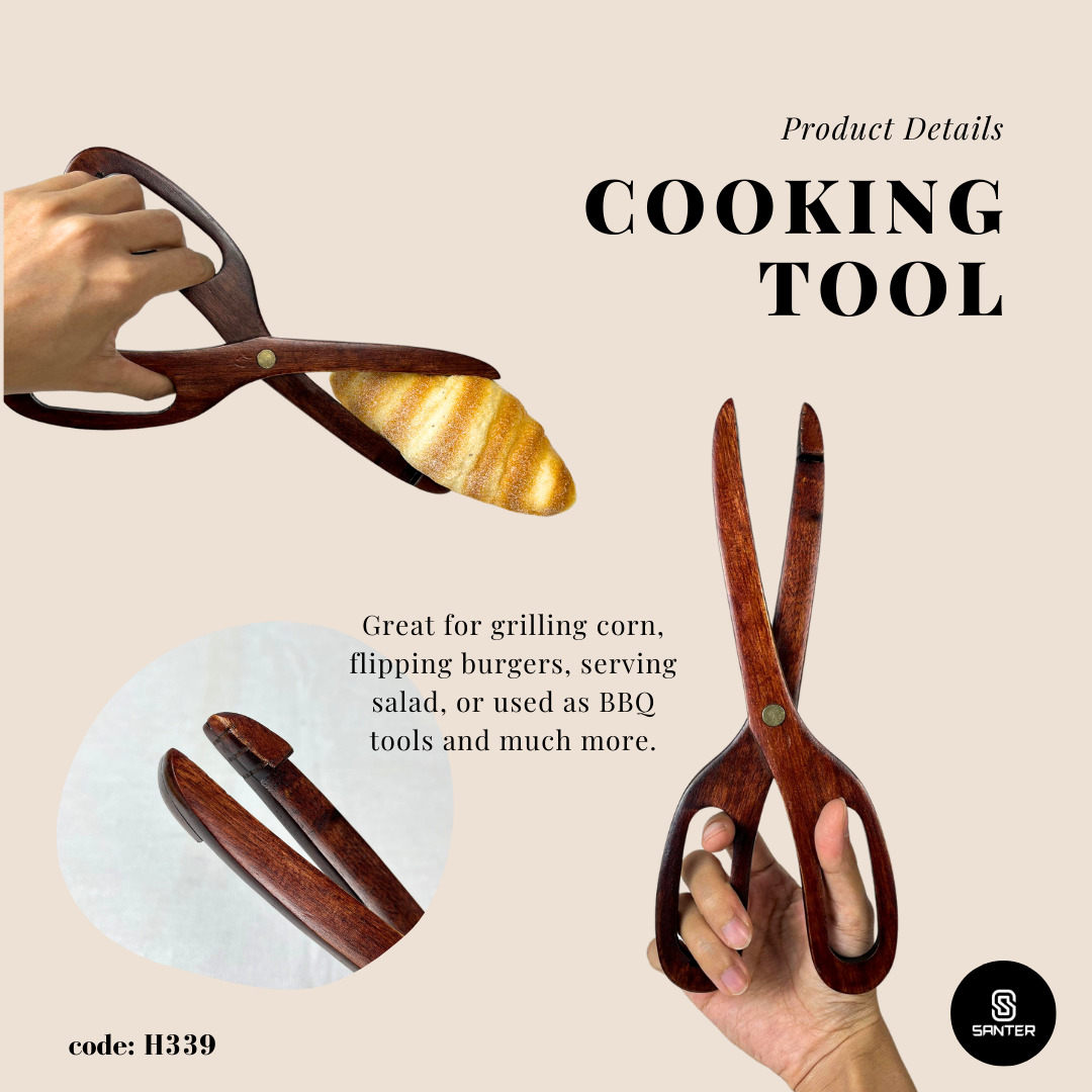 H339. Redwood Wooden Food Tongs / Kitchen Cooking Tool / Wooden Clip Tongs
