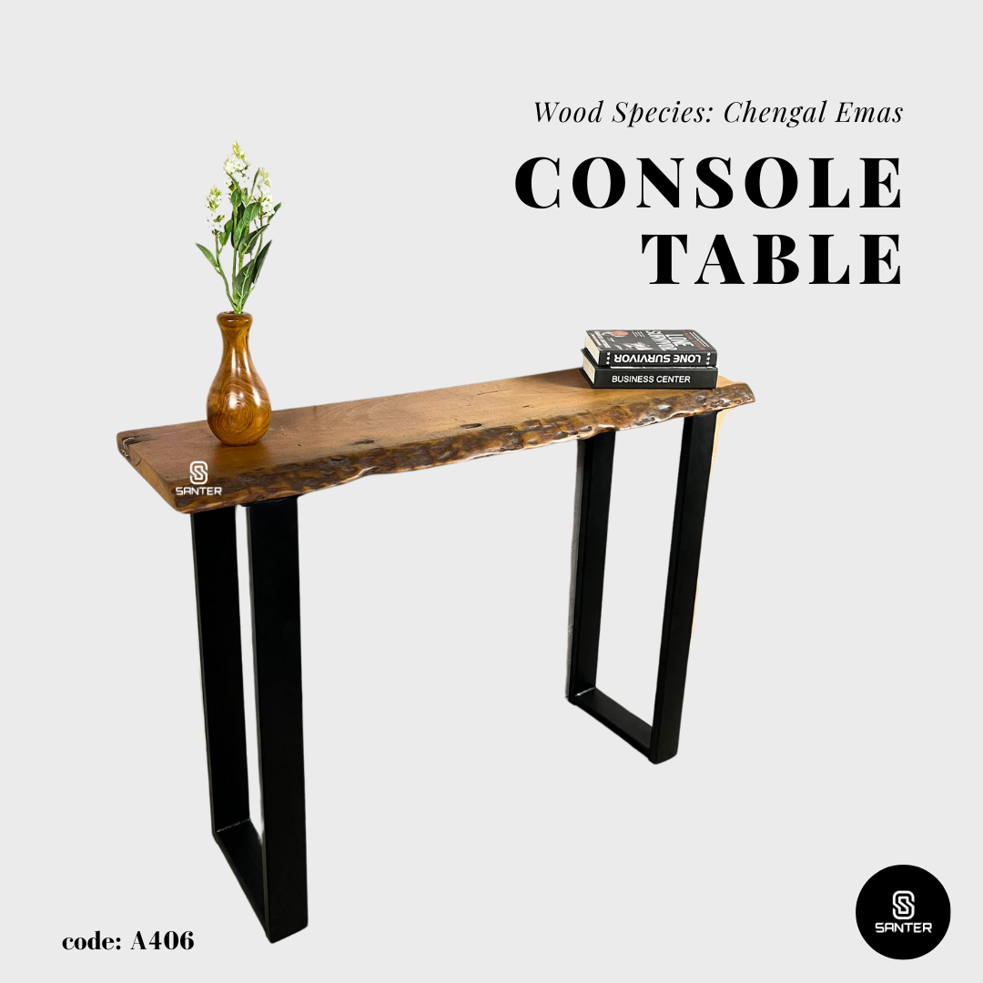 A406. Chengal Emas Solid Wood Rustic Bar Table / Console Table