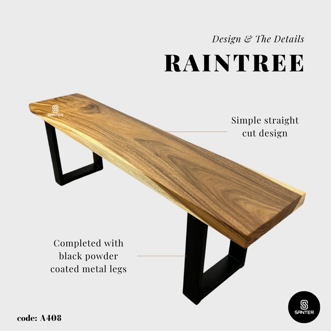 A408. Raintree Solid Wood Bench / Dining Bench / Wooden Bench / TV Console / Shoe Bench