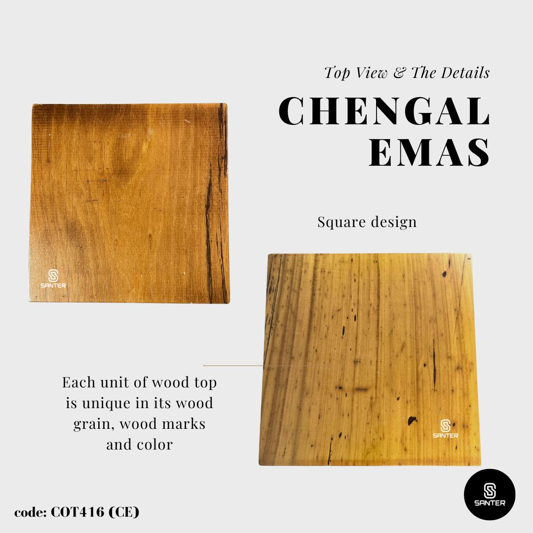 COT416. Chengal Emas or Raintree Solid Wood Wooden Pedestal / Plant Stool / Side Table / Garden Stool / Balcony Stool