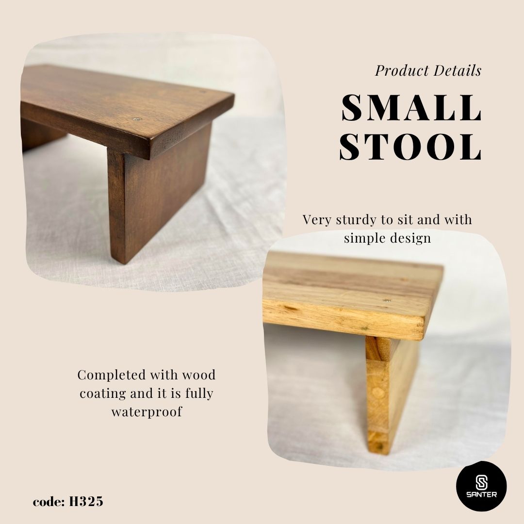 H325. Solid Rubber Wood Stool / Flower Pot Stool / Plant Stool / Small Bench