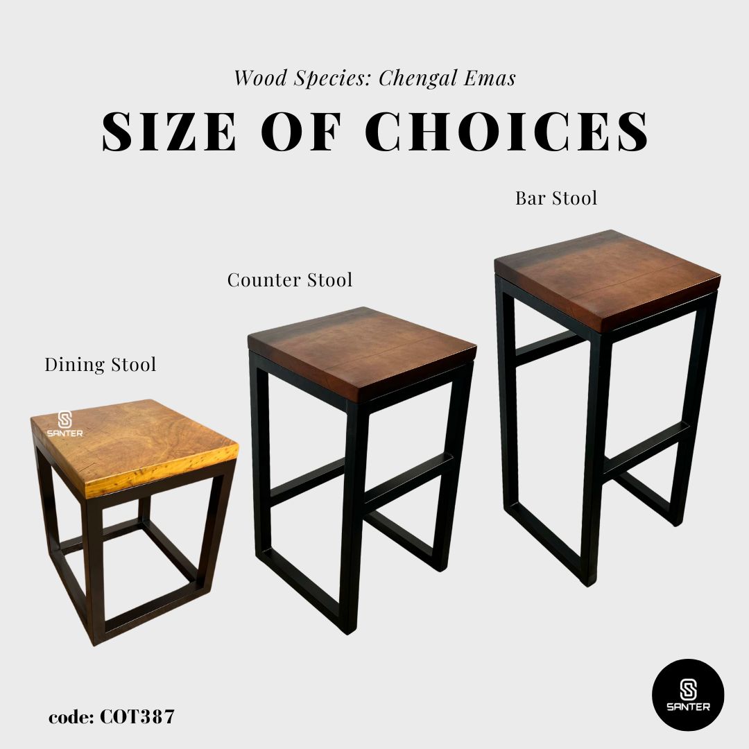 COT387. Chengal Emas Solid Wood Stool/ Chair/ Coffee Table/ Side Table/ Wooden Pedestal/ Bar Stool/ Counter Stool/ Dining Stool