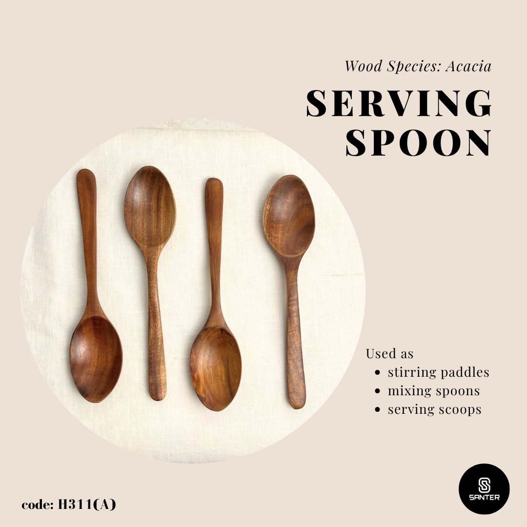 H311. Acacia Wood Serving Spoon / Wooden Spoon / Salad Spoon / Teaspoon / Mini Wooden Spoon