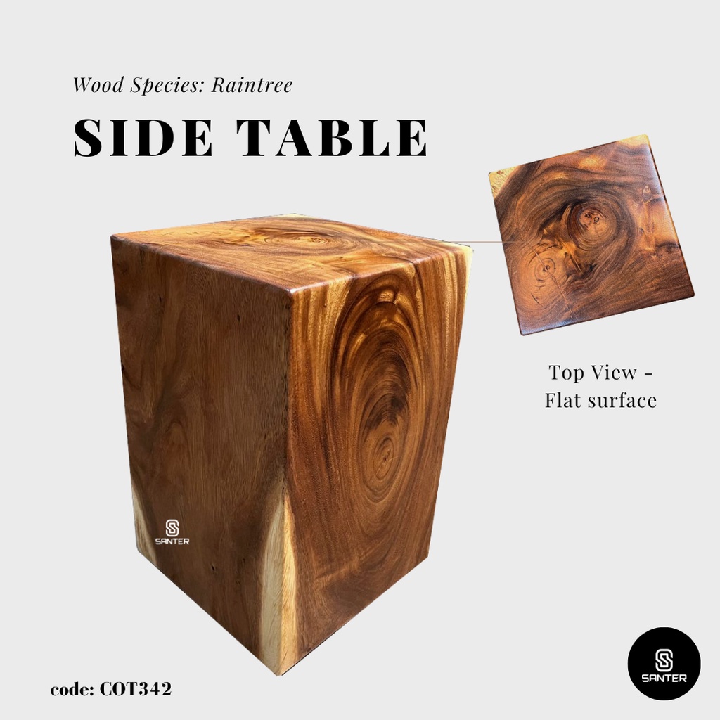 COT342. Raintree Solid Wood Stump / Stool / Pedestal / Side Table