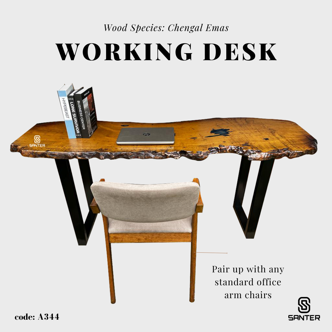 A344. Chengal Emas Solid Wood Study Table / Bar Table / Console Table