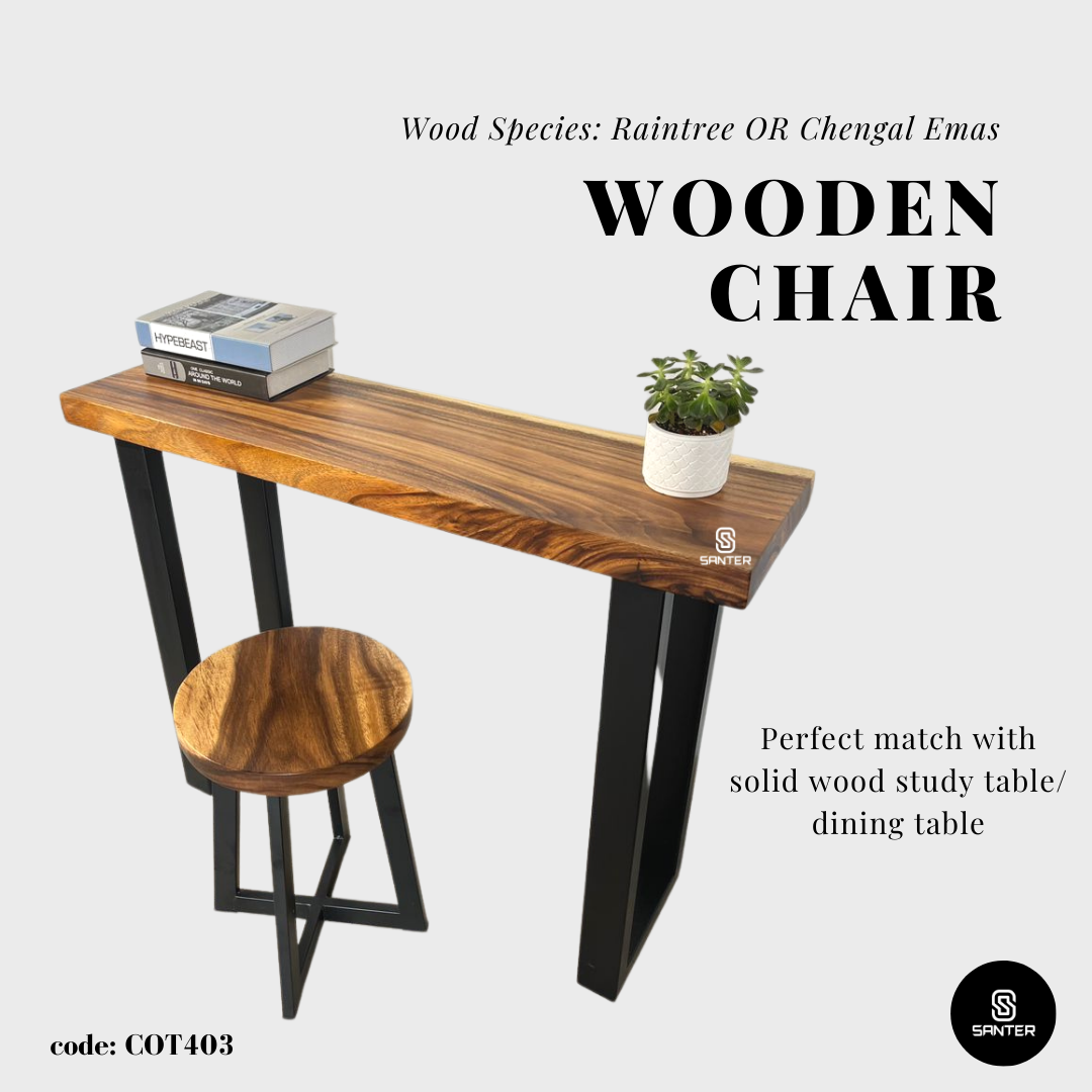 COT403. Chengal Emas or Raintree Solid Wood Round Stool / Chair / Side Table / Coffee Table