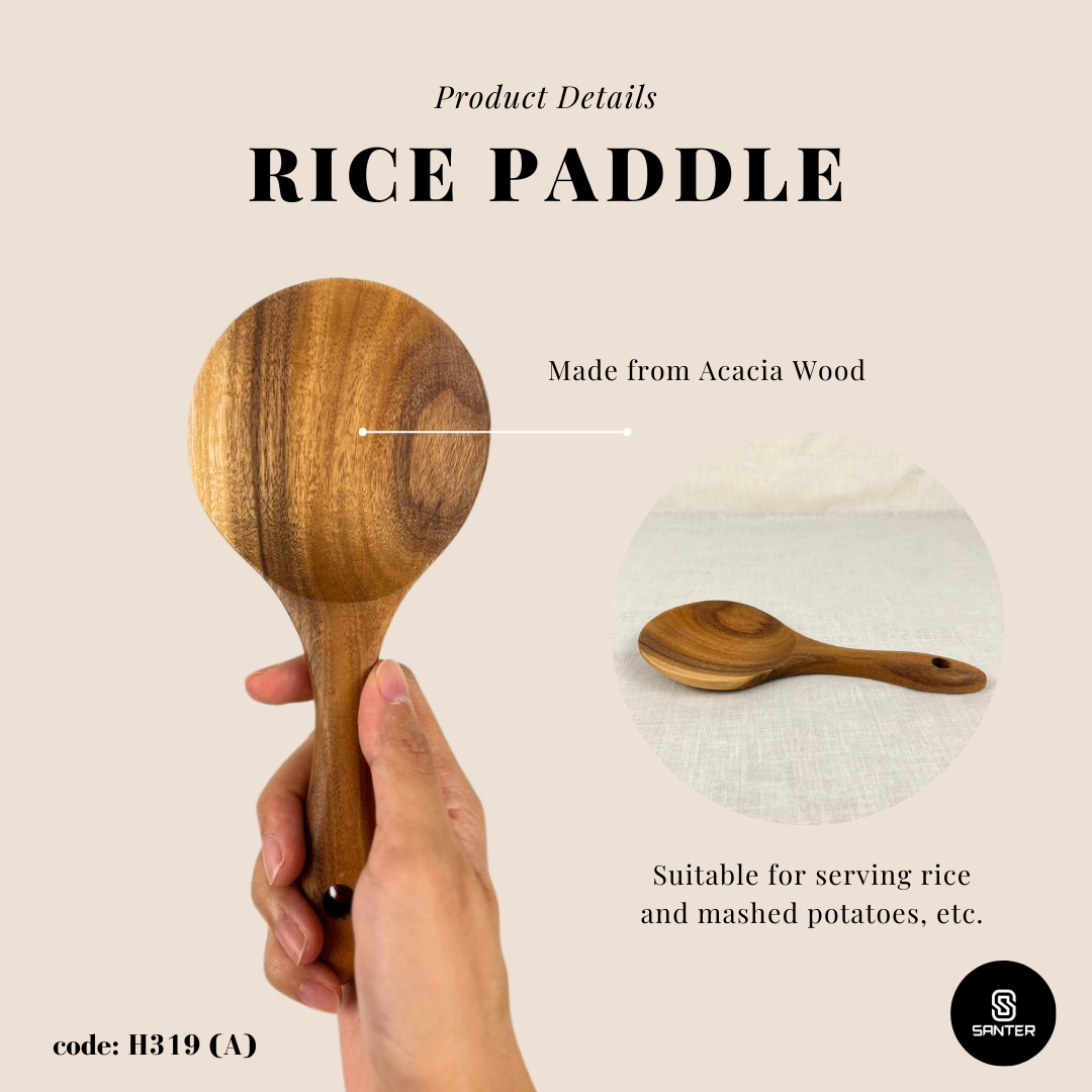 H319. Acacia Wood Wooden Kitchen Utensils / Rice Paddle / Frying Spatula / Wok Spatula / Soup Ladle / Salad Fork / Coffee Spoon