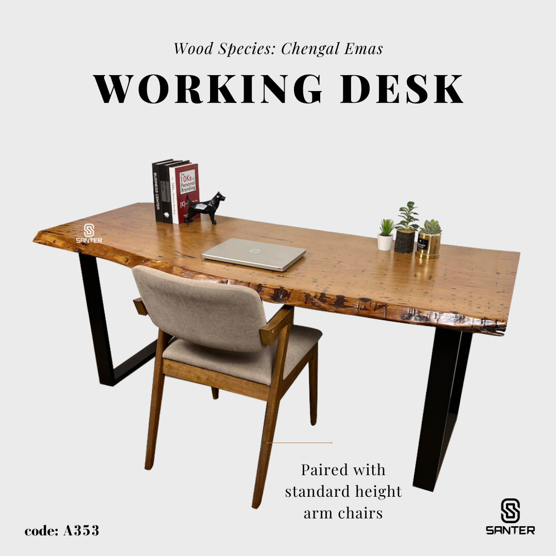 A353. Chengal Emas Solid Wood Dining Table / Office Table