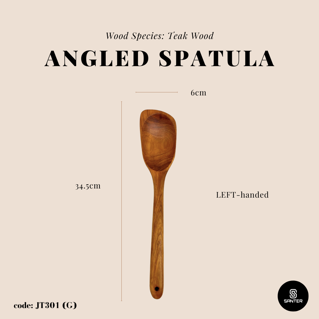 JT301. Teak Wood Wooden Kitchen Utensils / Rice Paddle / Frying Spatula / Wok Spatula / Soup Ladle / Angled Spatula