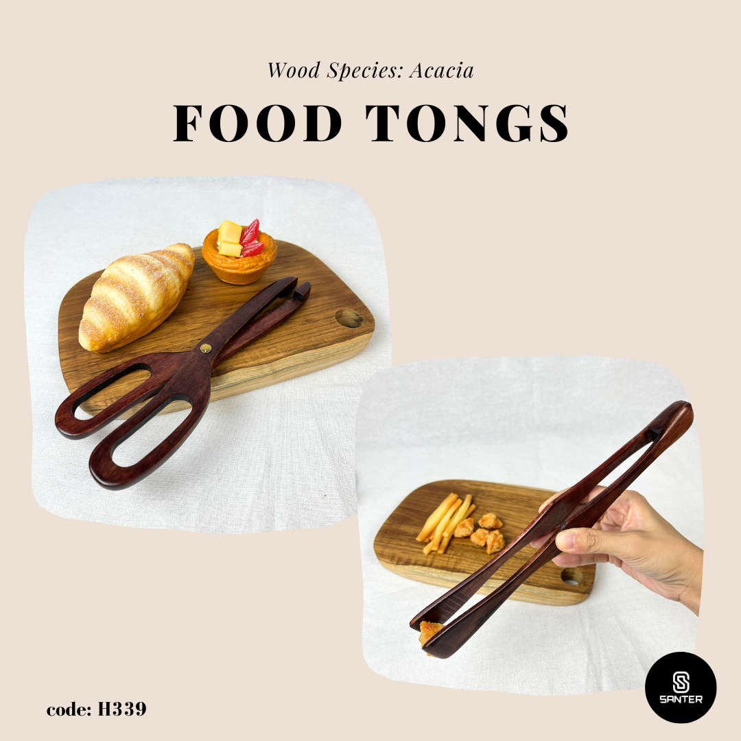 H339. Redwood Wooden Food Tongs / Kitchen Cooking Tool / Wooden Clip Tongs