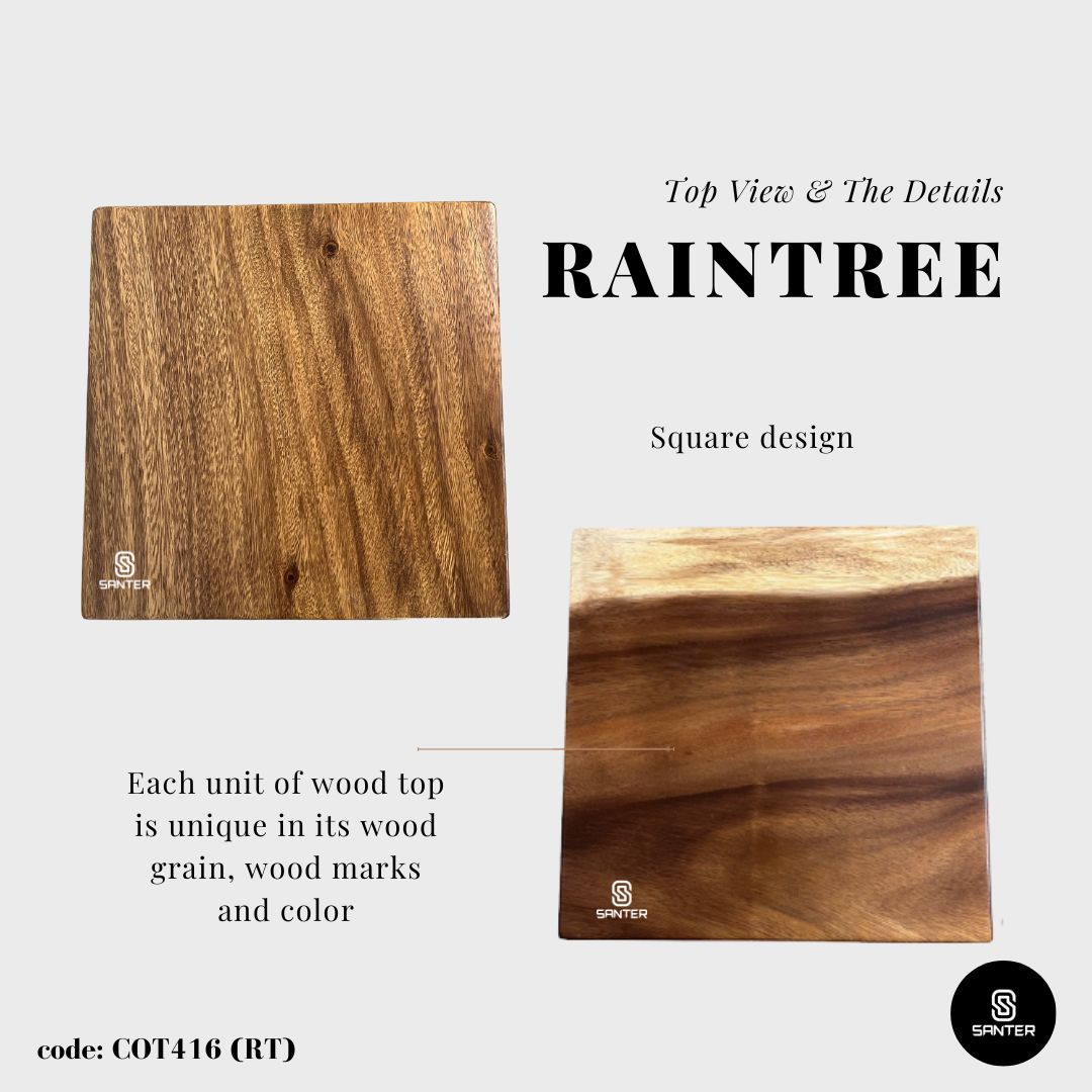 COT416. Chengal Emas or Raintree Solid Wood Wooden Pedestal / Plant Stool / Side Table / Garden Stool / Balcony Stool