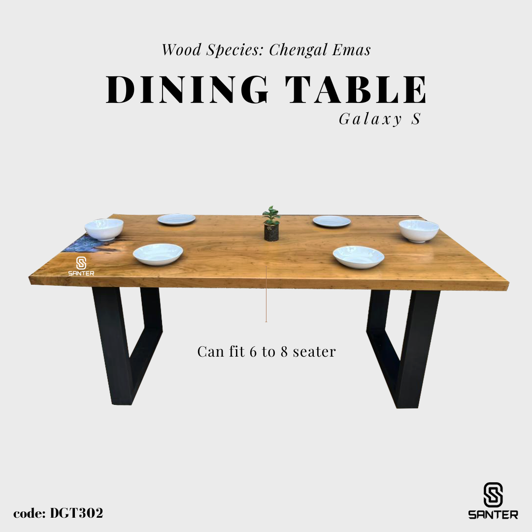 DGT302. Chengal Emas Solid Wood Dining Table / Office Table (6 to 8 seater)