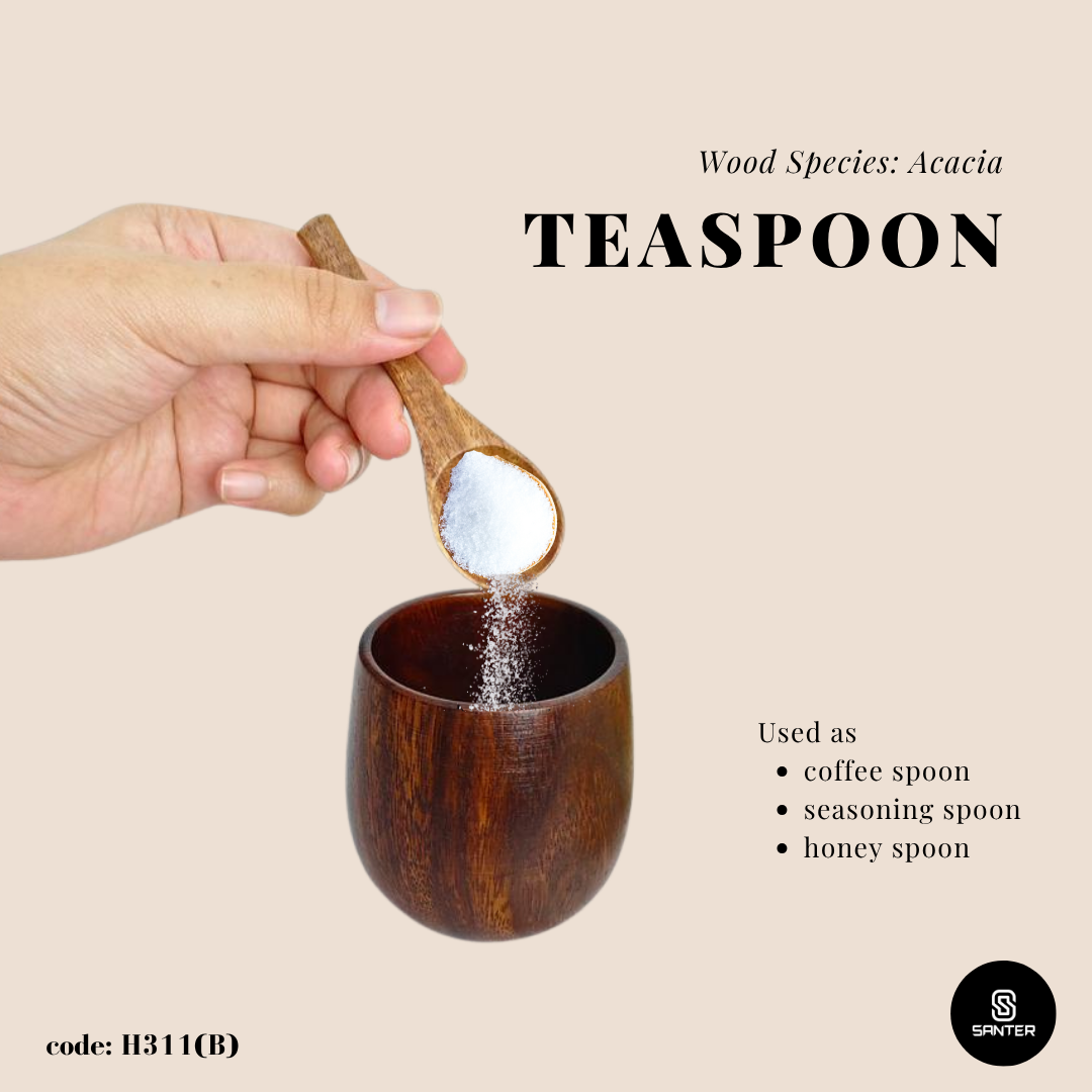 H311. Acacia Wood Serving Spoon / Wooden Spoon / Salad Spoon / Teaspoon / Mini Wooden Spoon