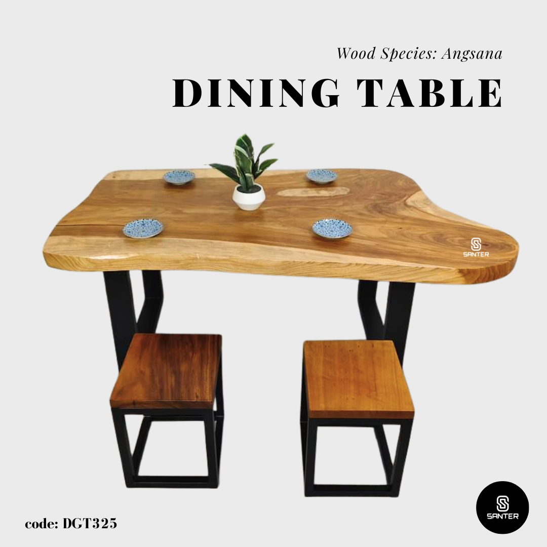 DGT325. Angsana Solid Wood Dining Table/ Meeting Table/ Working Desk/ Tea Table/ 6 Seater Wooden Table