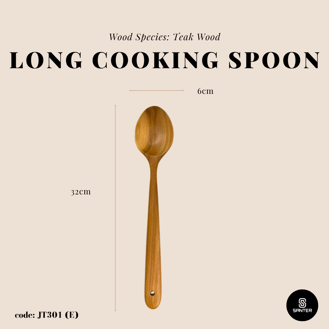 JT301. Teak Wood Wooden Kitchen Utensils / Rice Paddle / Frying Spatula / Wok Spatula / Soup Ladle / Angled Spatula / Slanted Spatula / Slotted Turner