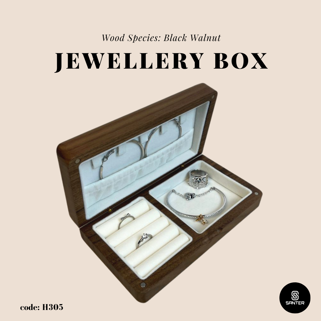 H305. Black Walnut Solid Wood Jewelry Storage Box