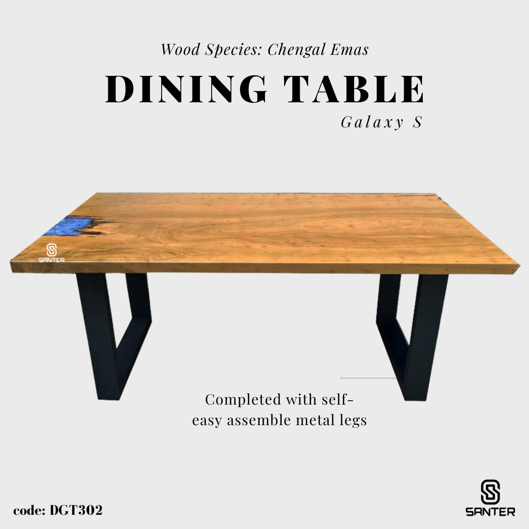 DGT302. Chengal Emas Solid Wood Dining Table / Office Table (6 to 8 seater)