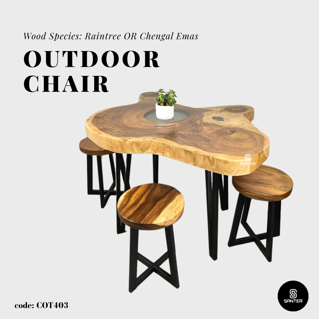 COT403. Chengal Emas or Raintree Solid Wood Round Stool / Chair / Side Table / Coffee Table