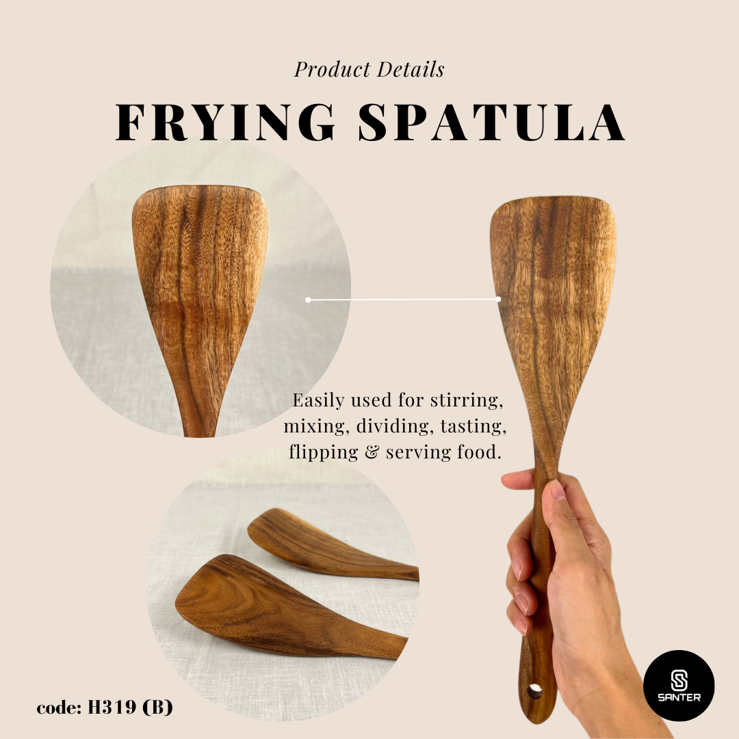 H319. Acacia Wood Wooden Kitchen Utensils / Rice Paddle / Frying Spatula / Wok Spatula / Soup Ladle / Salad Fork / Coffee Spoon