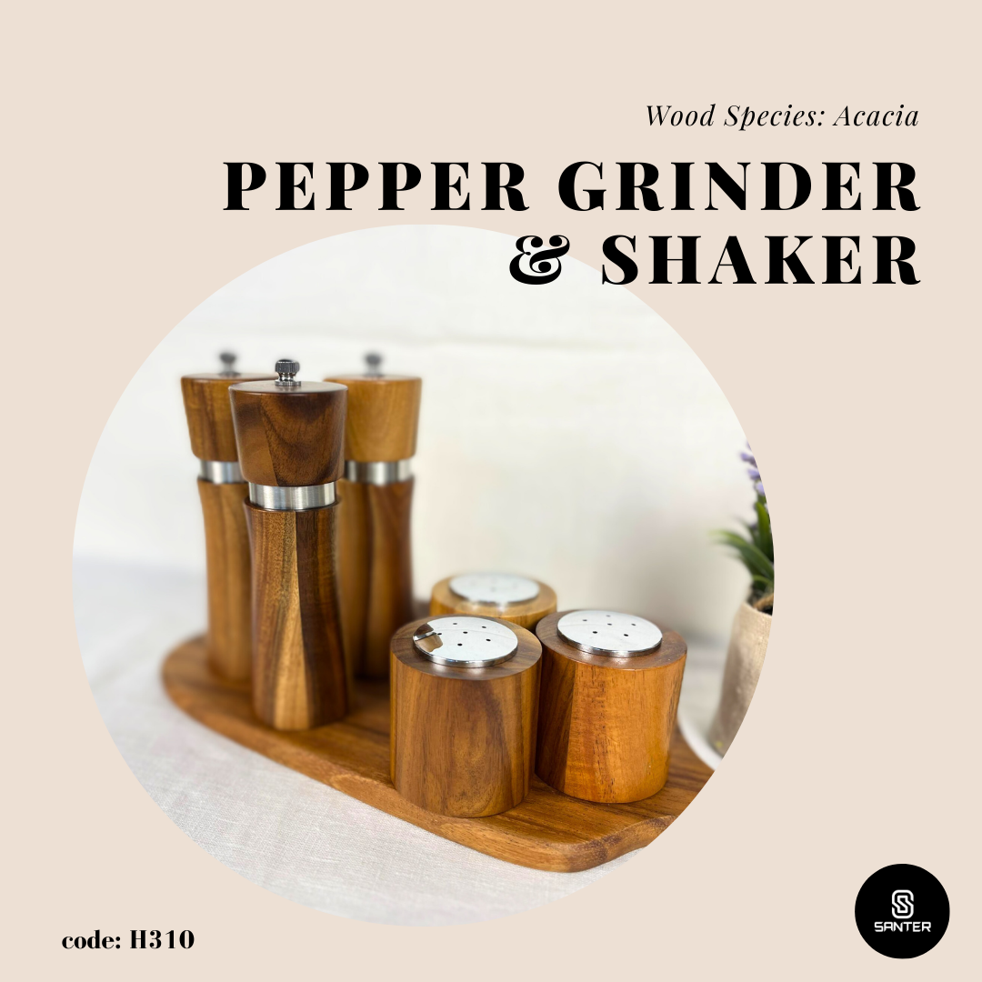 H310. Acacia Wood Cooking Salt & Pepper Grinder / Salt & Pepper Mills Shaker
