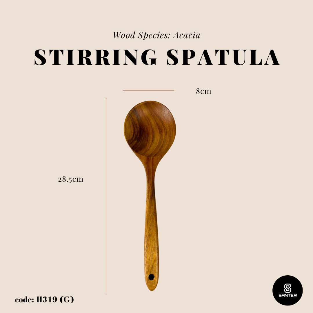 H319. Acacia Wood Wooden Kitchen Utensils / Rice Paddle / Frying Spatula / Wok Spatula / Soup Ladle / Salad Fork / Coffee Spoon / Stirring Spatula / Slotted Spatula