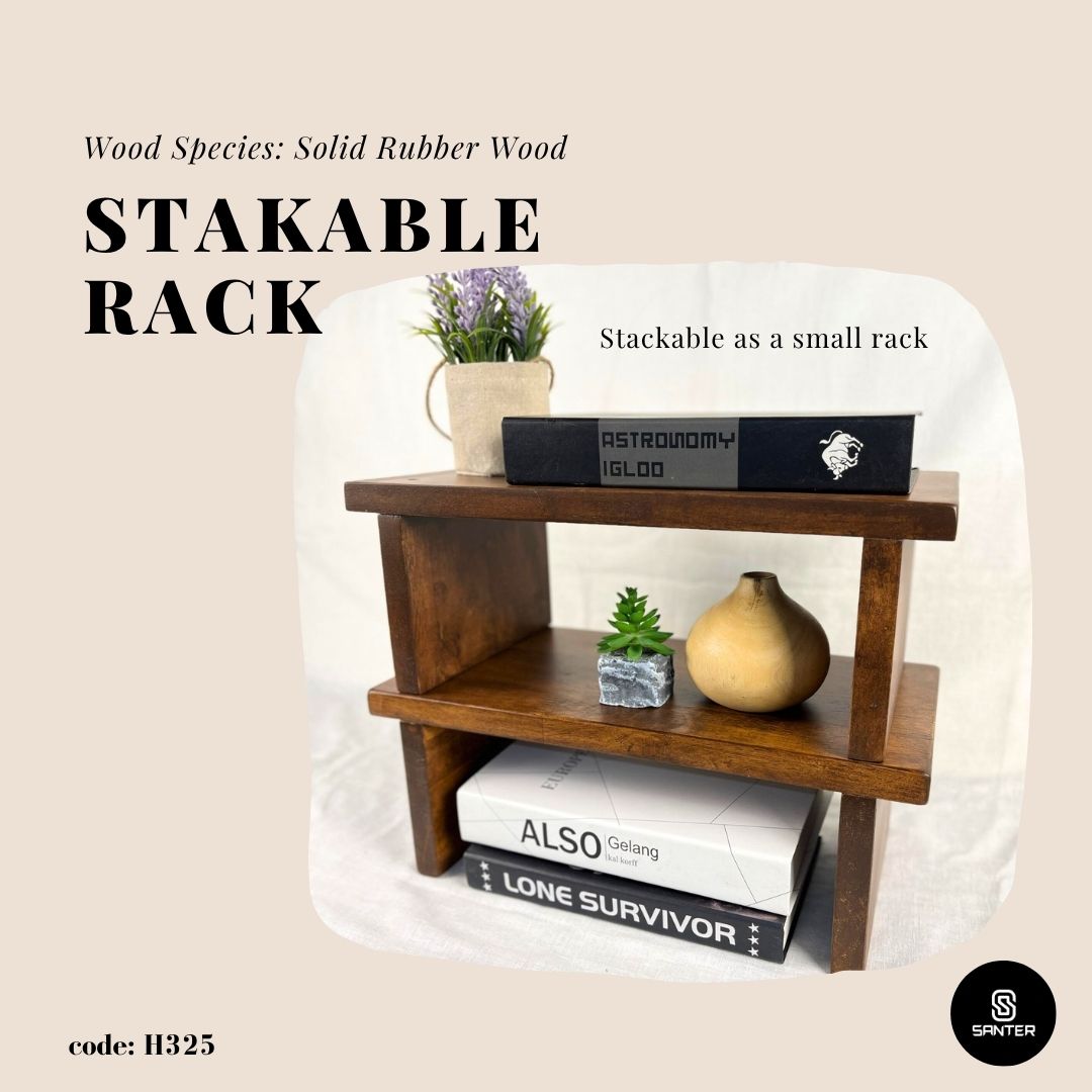 H325. Solid Rubber Wood Stool / Flower Pot Stool / Plant Stool / Small Bench