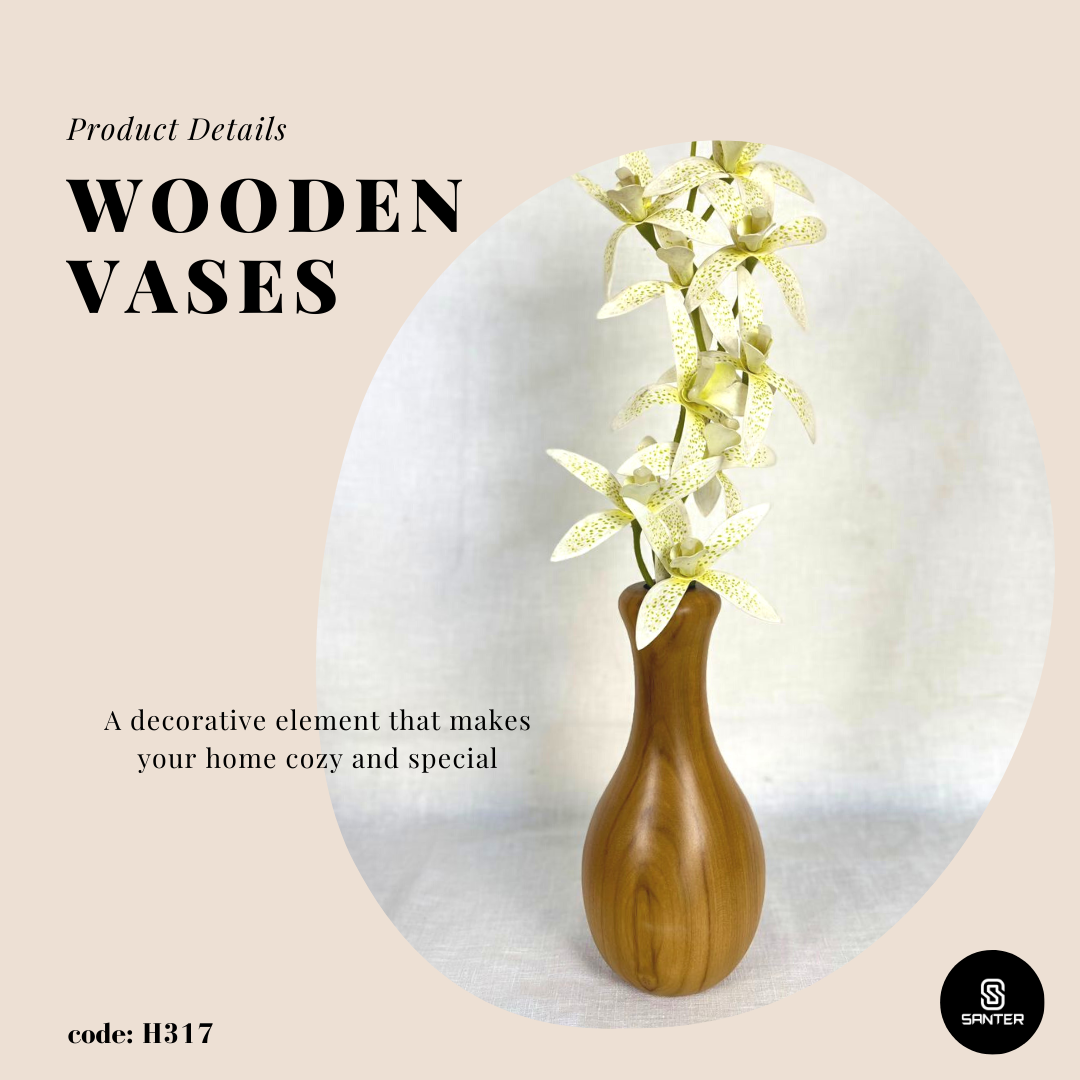 H317. Teak Wood (Kayu Jati) Wooden Vases
