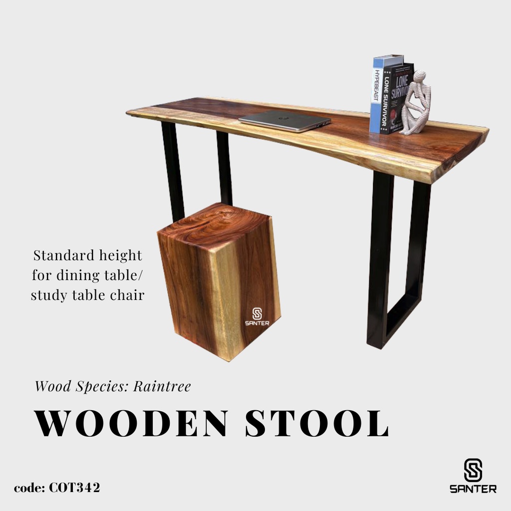 COT342. Raintree Solid Wood Stump / Stool / Pedestal / Side Table