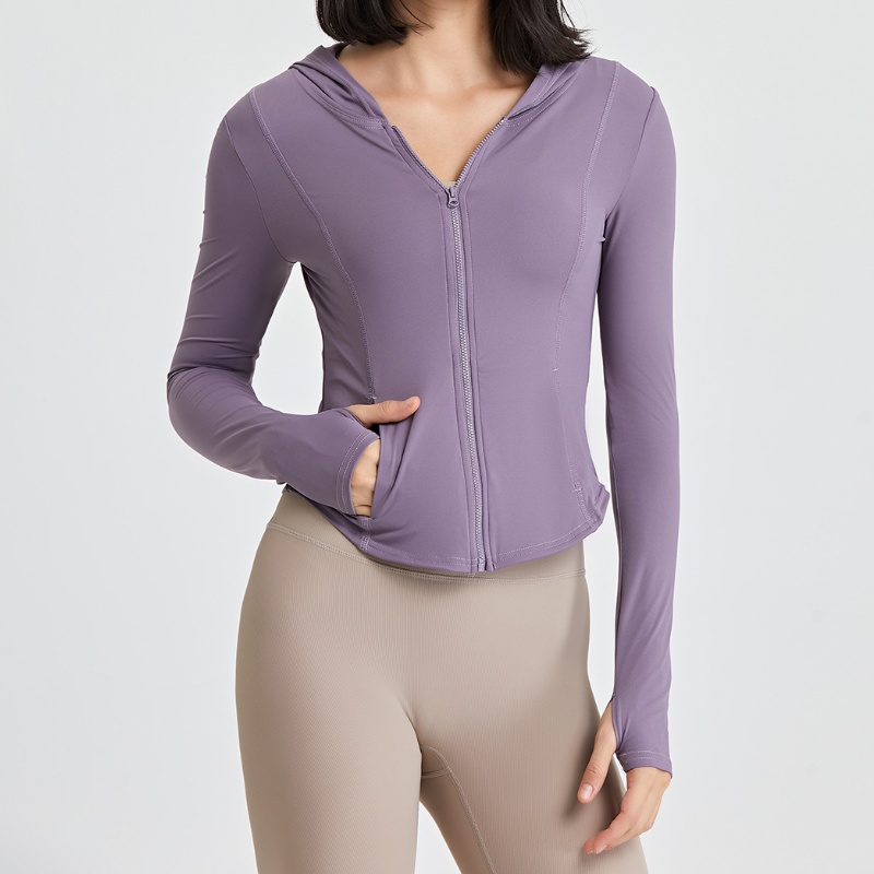 修身全拉鍊開衫連帽瑜伽外套