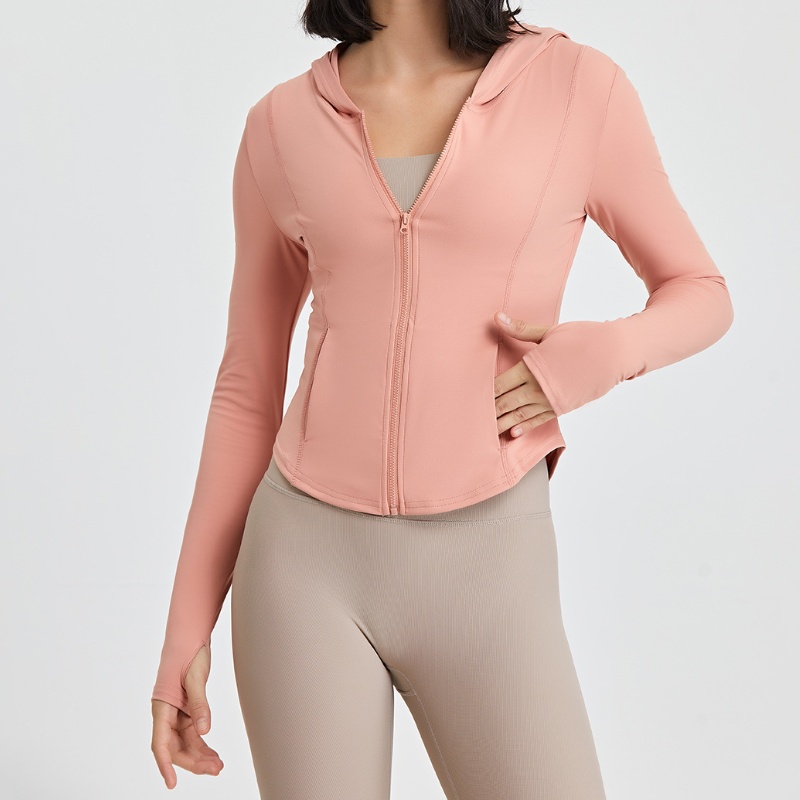 修身全拉鍊開衫連帽瑜伽外套
