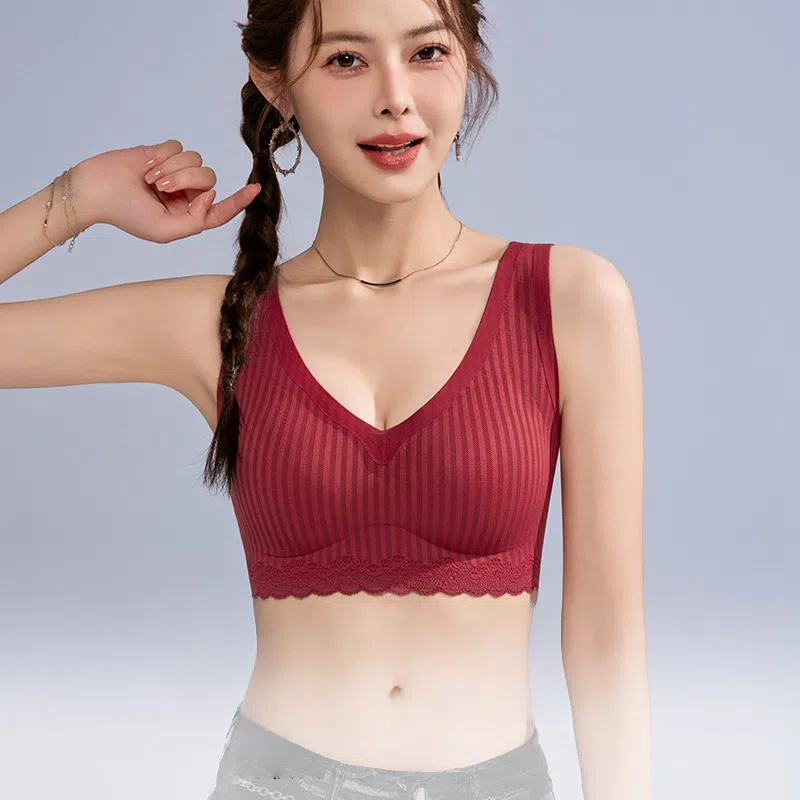 無痕大胸薄款聚攏固定杯無鋼圈舒適背心式文胸