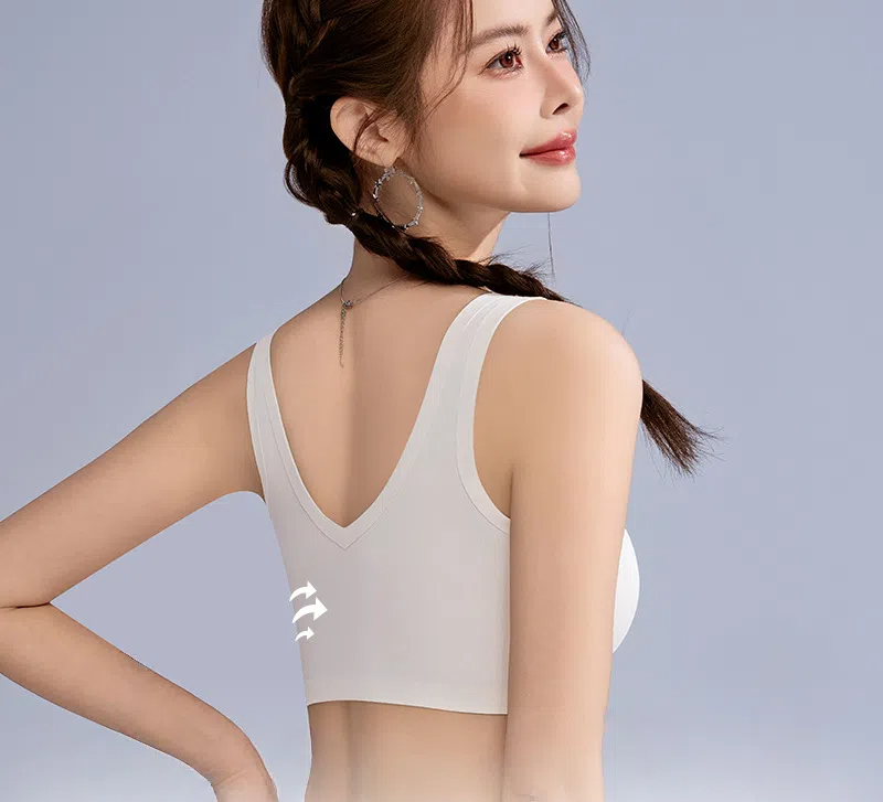 無痕大胸薄款聚攏固定杯無鋼圈舒適背心式文胸
