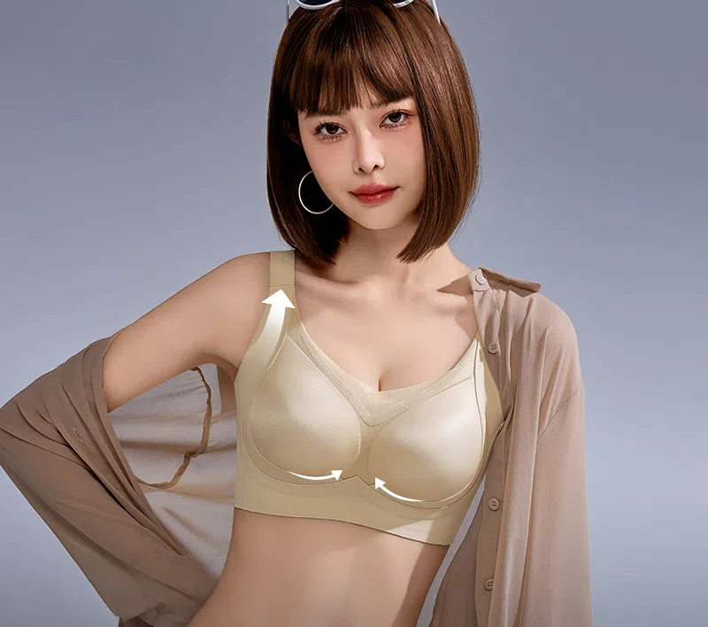 簡約軟支撐光面無痕防下垂束胸提拉反重力無感無鋼圈文胸