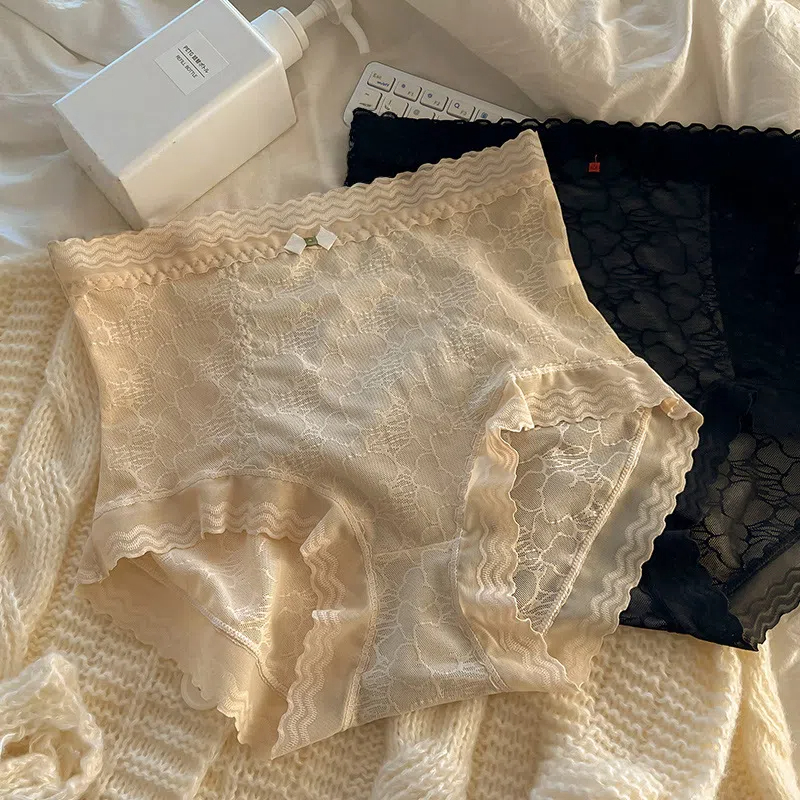 收腹提臀蕾絲純棉高腰無痕內褲