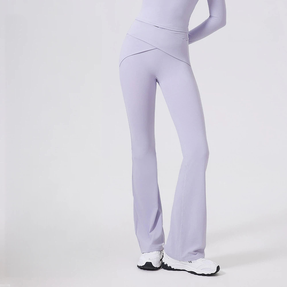 裸感收腹高彈力運動褲瑜伽喇叭褲