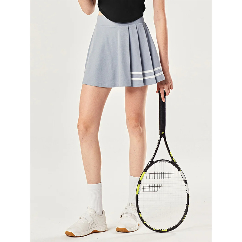 經典條紋拼接速幹防走光運動百褶短裙
