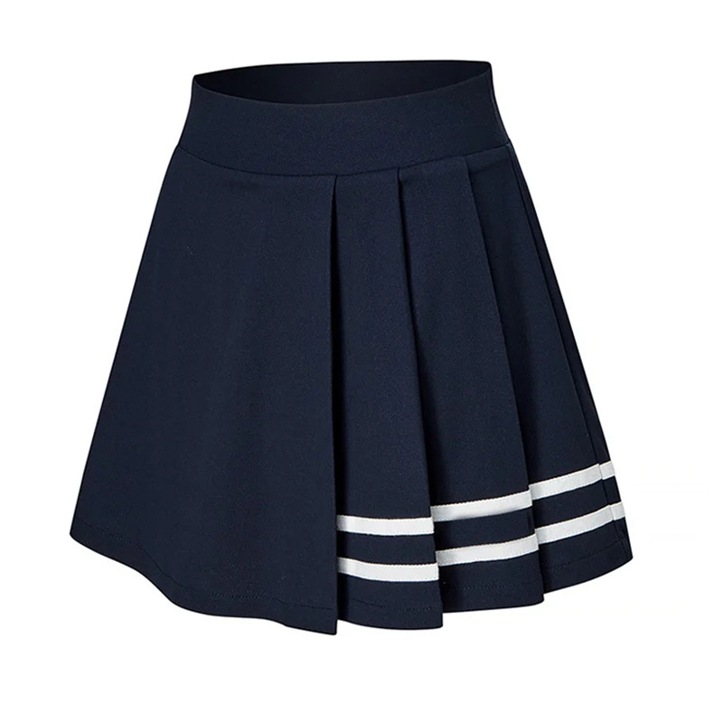 經典條紋拼接速幹防走光運動百褶短裙