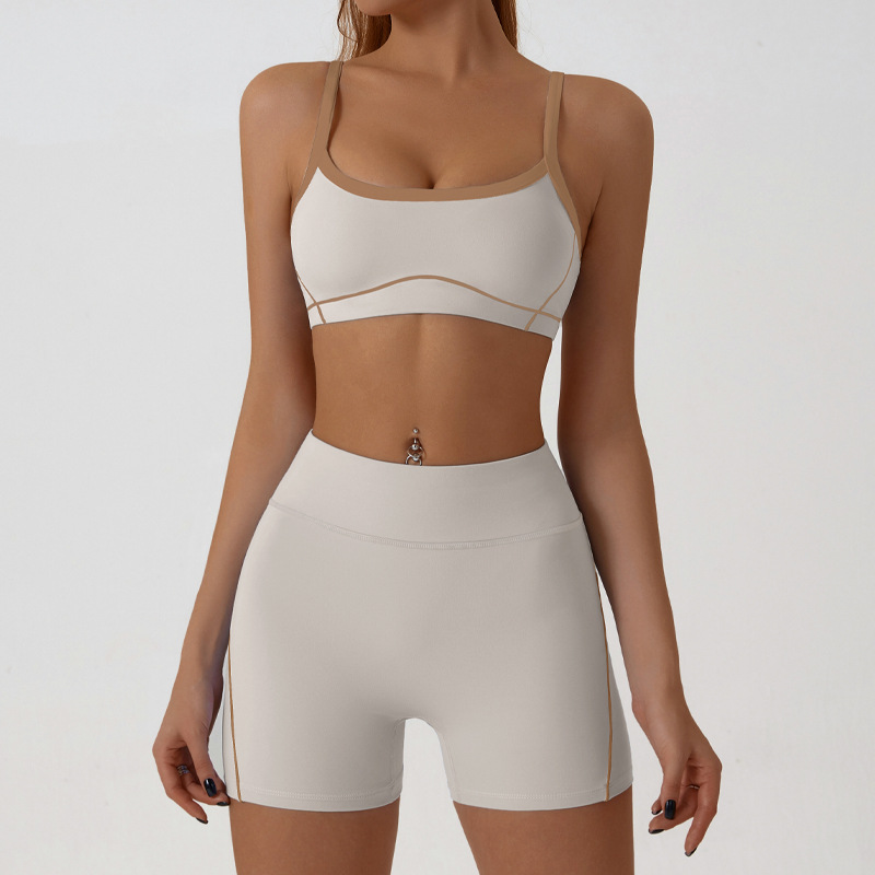 夏季裸感收腹文胸短褲套裝