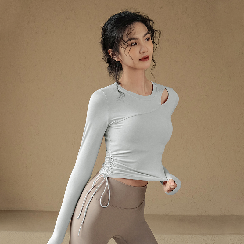 抽繩速乾瑜伽長袖T恤