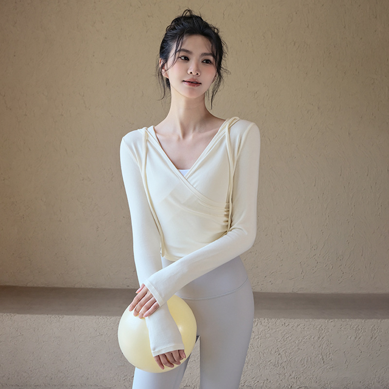 連帽交叉腰運動罩衫