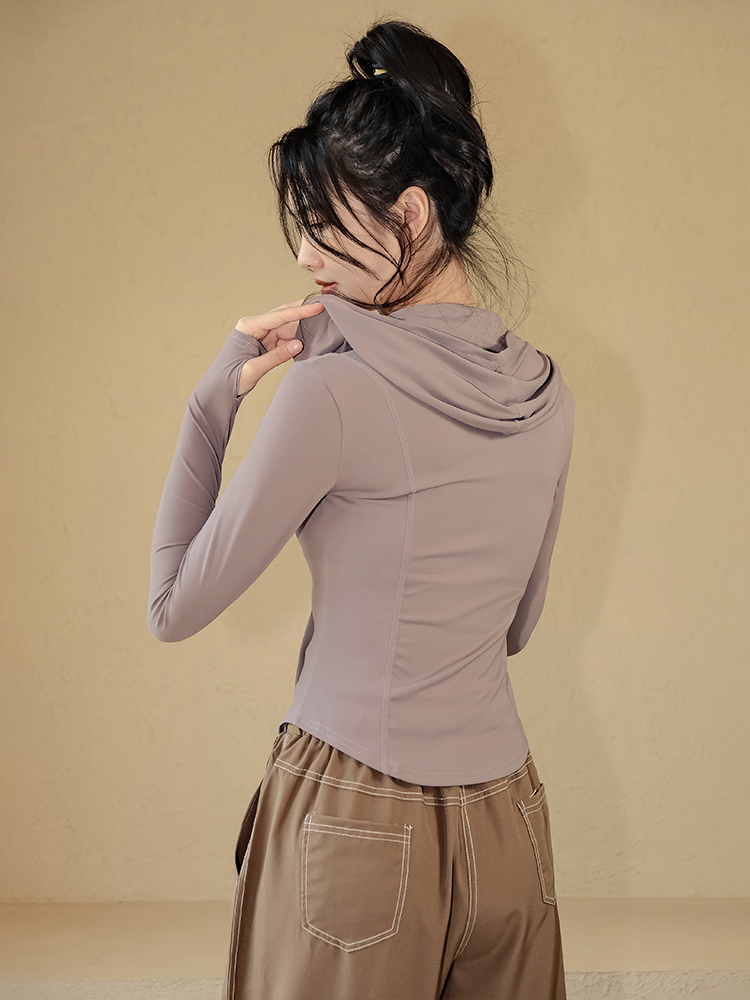 修身全拉鍊開衫連帽瑜伽外套