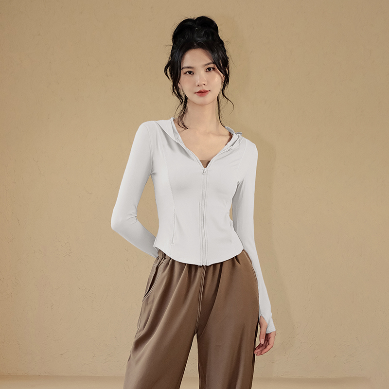 修身全拉鍊開衫連帽瑜伽外套