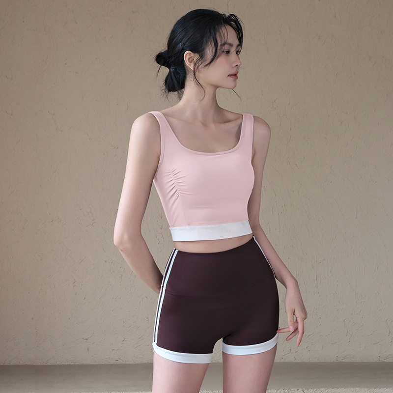 一體式撞色輕薄透氣運動健身文胸