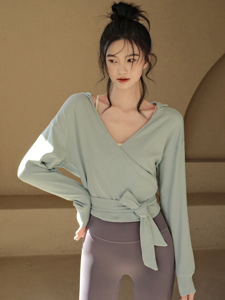 寛鬆連帽綁帶時尚瑜伽外套