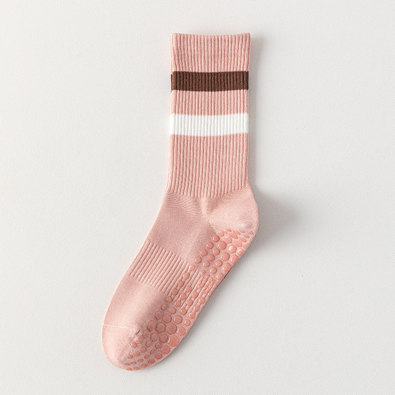 專業防滑中筒條紋瑜伽襪