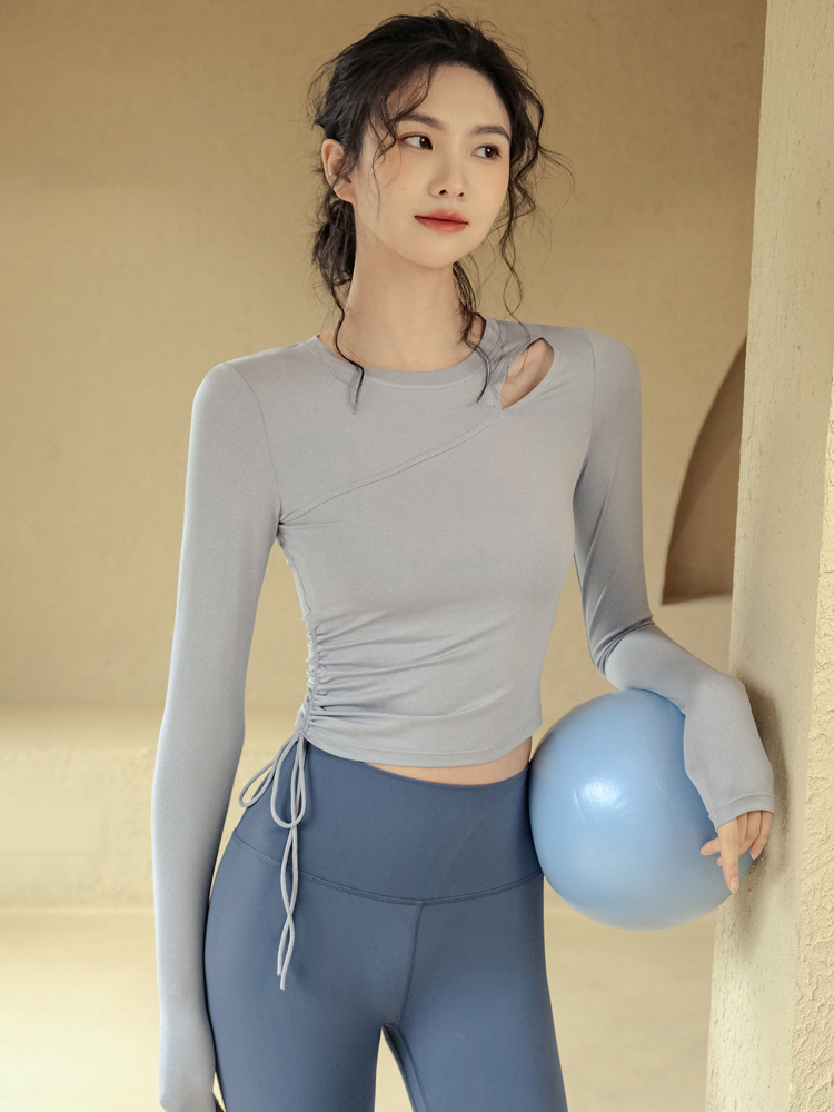 抽繩速乾瑜伽長袖T恤