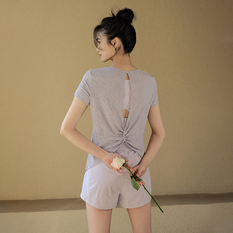 寛鬆速乾美背瑜伽短袖T恤
